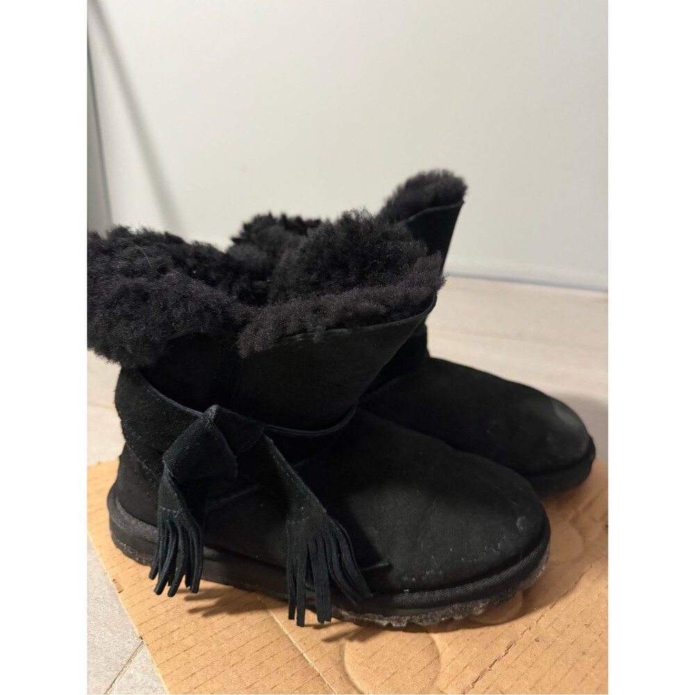 UGG Black Shearling Lined Boots with Tassel Detail